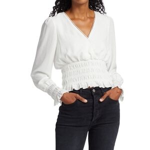 Wayf Smocked Delancy V-Neck Top